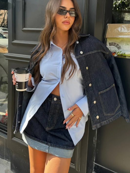 denim jacket and skirt set